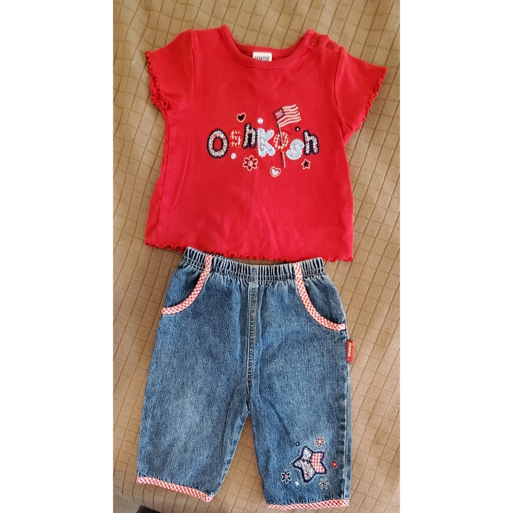 OSHKOSH Baby Denim Jeans and Tee 12-18 months